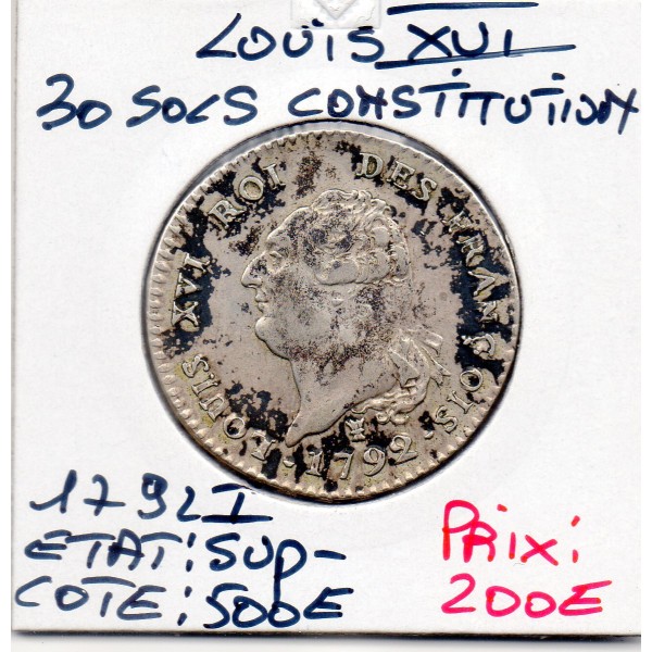 30 Sols Constitution Louis XVI 1792 I Limoges Sup- taches