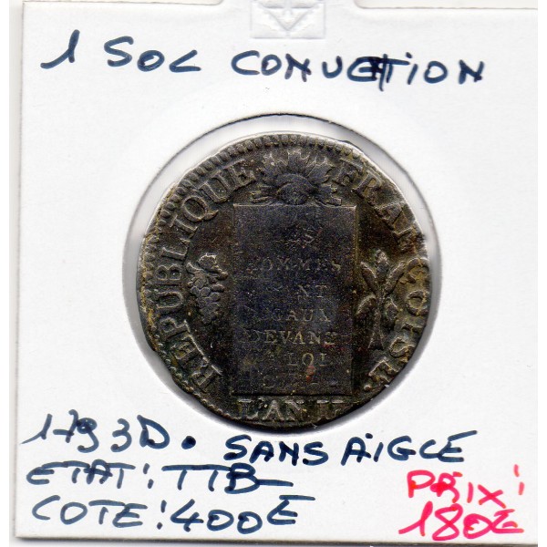 1 sol aux balances 1793 D. Dijon TTB sans tête d'aigle