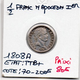 1/2 Franc Napoléon 1er 1808 A paris TTB+