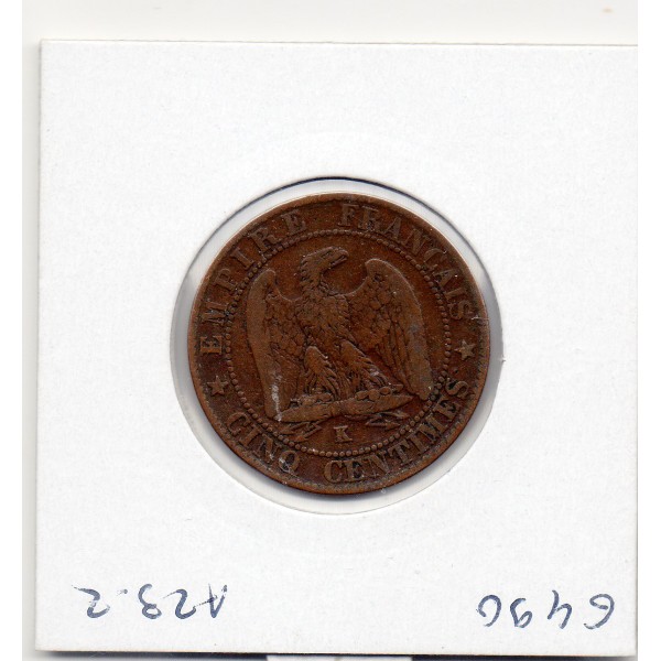 5 centimes Napoléon III tête laurée 1864 K Bordeaux TB