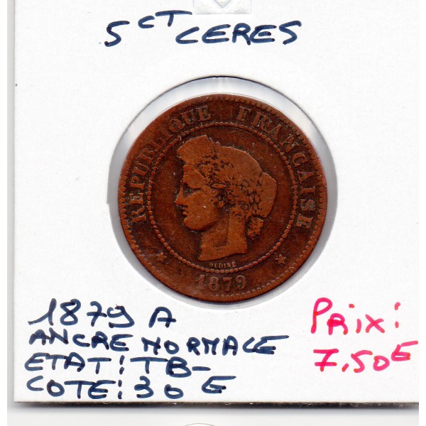 5 centimes Cérès 1879 A Paris TB-