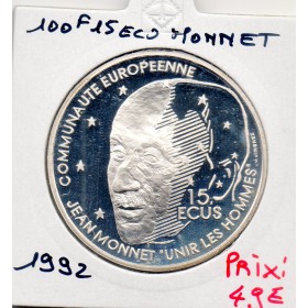 100 francs/15 écus Jean Monnet 1992 BE