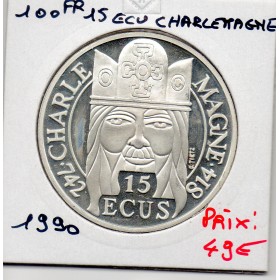 100 francs/15 écus Charlemagne 1990 BE