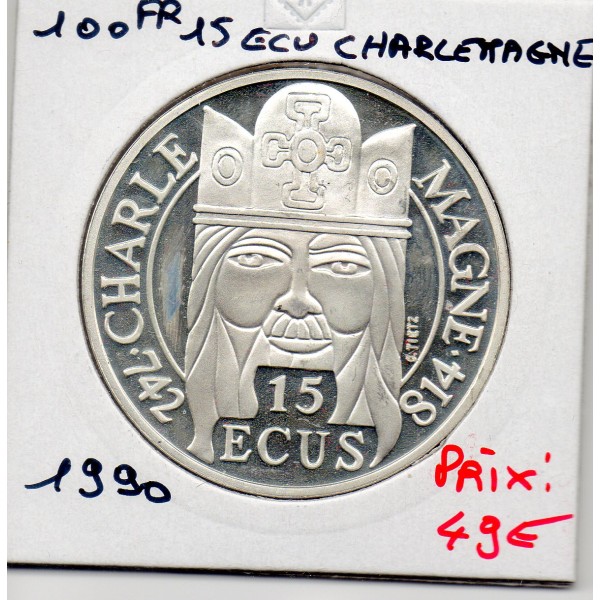 100 francs/15 écus Charlemagne 1990 BE