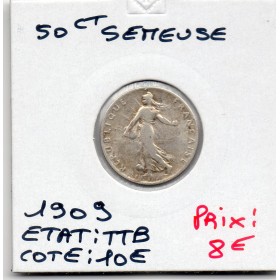 50 centimes Semeuse Argent 1909 TTB