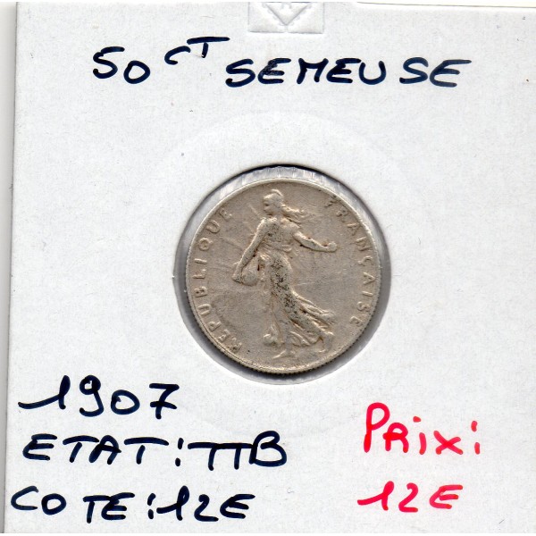 50 centimes Semeuse Argent 1907, TTB