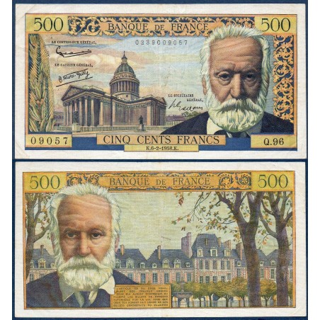 500 Francs Victor Hugo TTB 6.2.1958 Billet de la banque de France