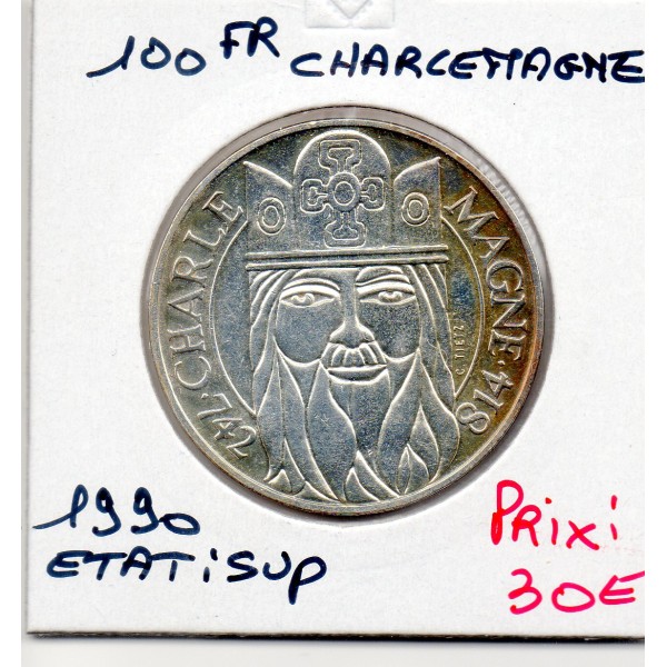 100 francs argent Charlemagne 1990 Sup