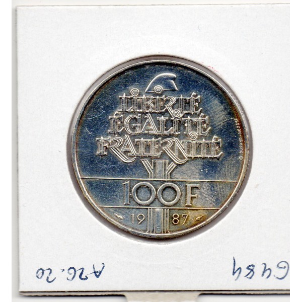 100 francs argent Lafayette 1987 Sup