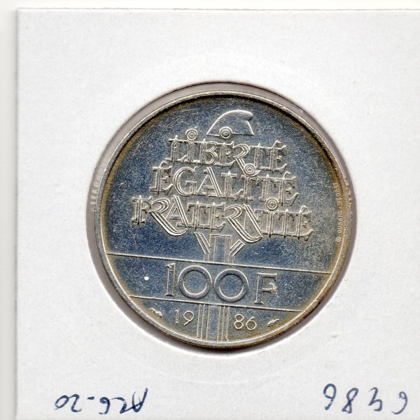 100 francs argent Liberté 1986 Sup
