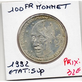 100 francs argent jean Monnet 1992 Sup
