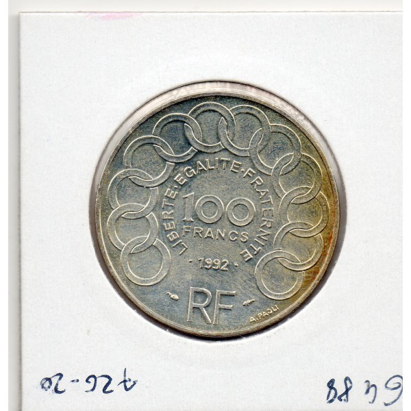 100 francs argent jean Monnet 1992 Sup