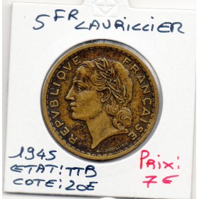 5 francs Lavrillier 1945 TTB