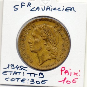 5 francs Lavrillier 1945 C Castelsarrasin TTB
