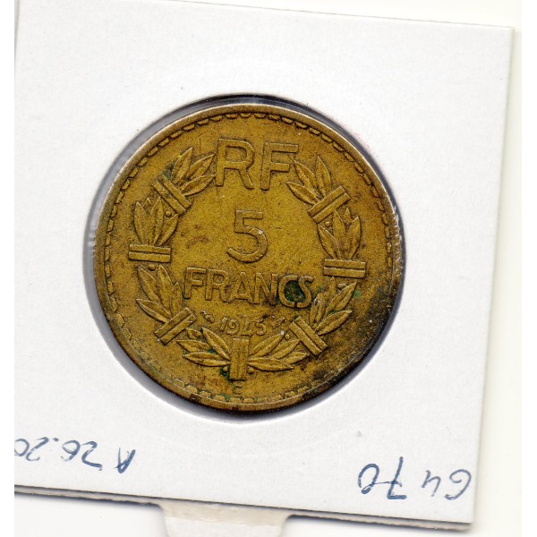 5 francs Lavrillier 1945 C Castelsarrasin TTB
