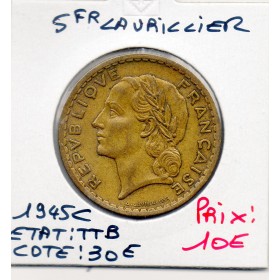 5 francs Lavrillier 1945 C Castelsarrasin TTB