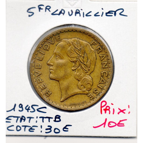 5 francs Lavrillier 1945 C Castelsarrasin TTB