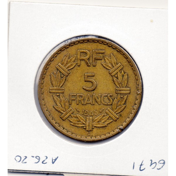 5 francs Lavrillier 1945 C Castelsarrasin TTB