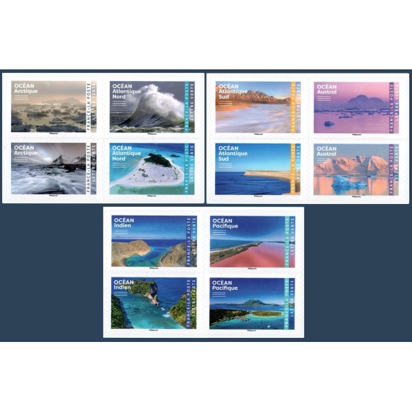 Autoadhésifs 2596-2607, Les Océans, Neufs