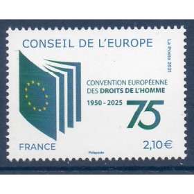 Timbre France Service 189, 75 ans Convention Droits de l'Homme, Neuf