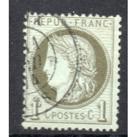 Timbre France Yvert No 50 Type Cérès 1c vert-olive Oblitéré CaD type 17