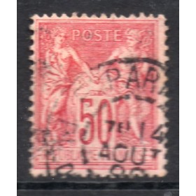 Timbre France Yvert No 98 Type II Sage 50c rose Oblitéré