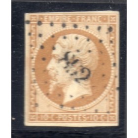 Timbre France Yvert No 13Ac Type I Empire 10c Bistre brun Oblitéré ambulant