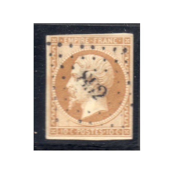 Timbre France Yvert No 13Ac Type I Empire 10c Bistre brun Oblitéré ambulant