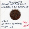 Ardennes, Principauté Arches Charleville, Charles II de Gonzague, (1642) Double tournois type 23 TTB