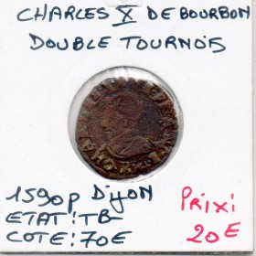 Double tournois 1590 P Dijon Charles X TB-