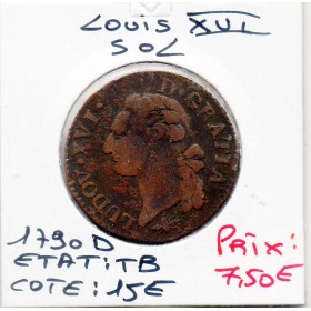 Sol 1790 D Lyon Louis XVI TB