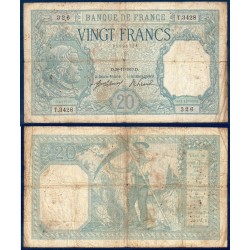 20 Francs Bayard TB+ 26.1.1917 Billet de la banque de France