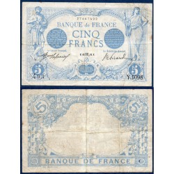 5 Francs Bleu TTB- 12.10.1912 Billet de la banque de France