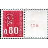 Timbre France Yvert No 1816c numéro rouge gomme tropicale variété Marianne de béquet, taille douce