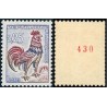 Timbre France Yvert No 1331b Numéro rouge de roulette varitété Coq de Decaris