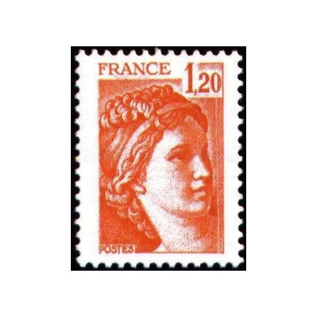 Timbre France Yvert No 1974a gomme tropicale variété Type Sabine