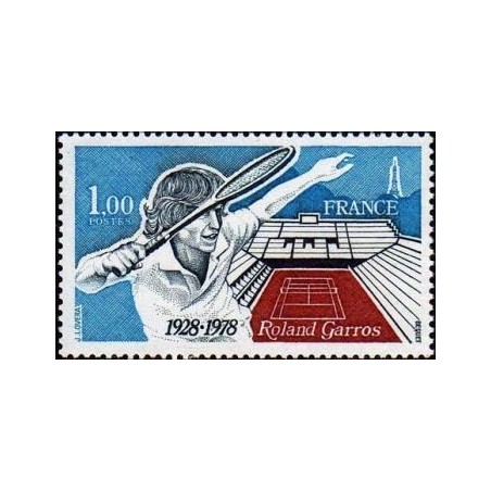 Timbre France Yvert No 2012a me tropicale variété Stade Rolland Garros, le cinquantenaire