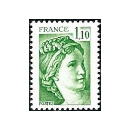 Timbre France Yvert No 2058b gomme tropicale variété Type Sabine