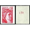Timbre France Yvert No 2063a numéro rouge variété Type Sabine de roulette