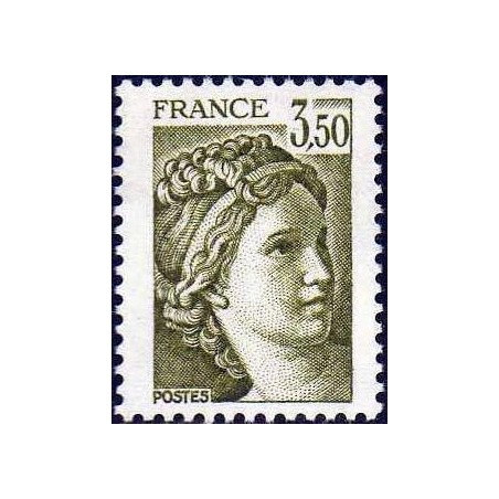 Timbre Yvert No 2121a variété gomme tropicale Type Sabine 3.50fr