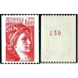 Timbre Yvert No 2158a numéro rouge variété Type Sabine de roulette 1.40fr