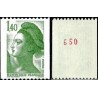 Timbre Yvert No 2191a numéro rouge variété type marianne Liberté roulette 1.40fr vert