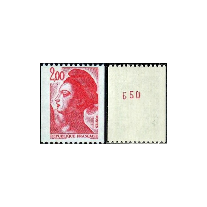 Timbre Yvert No 2277a numéro rouge variété Type mariane Liberté 2.00f de roulette