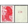 Timbre Yvert No 2322a numéro rouge variété Marianne type liberté de Delacroix de roulette 2.10fr rouge