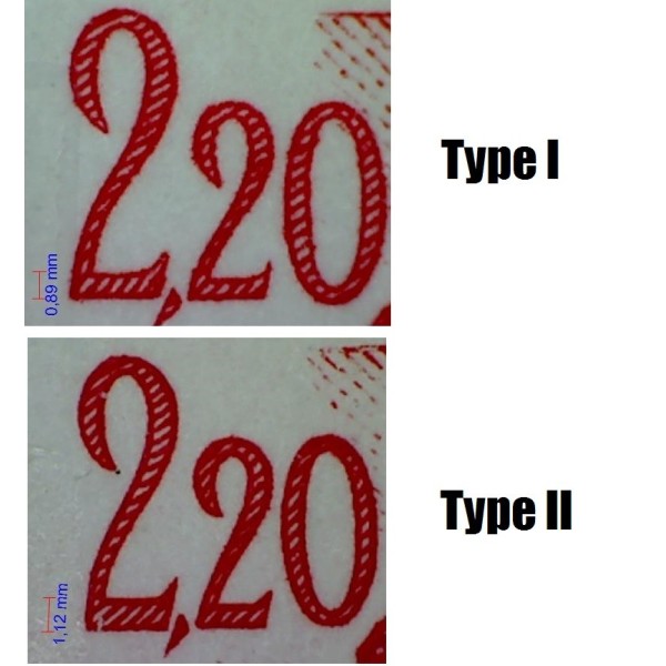 Timbre France Yvert No 2376a type II type liberté de Delacroix, 2.20fr rouge