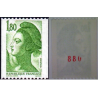 Timbre Yvert No 2378a numéro rouge varitété chiffres gras type liberté de gandon de roulette