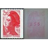 Timbre Yvert No 2379b numéro rouge maigre type liberté de gandon de roulette