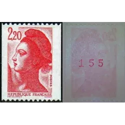 Timbre Yvert No 2379d numéro rouge maigre gomme brillante type liberté de gandon de roulette