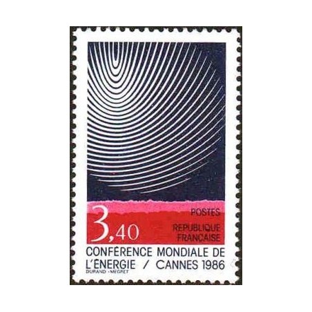 Timbre Yvert No 2445a gomme tropicale variété Cannes, conférence mondiale de l'énergie