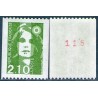Timbre Yvert No 2627a Type Marianne du Bicentenaire 2.10fr vert issue de roulette avec numéro rouge au dos